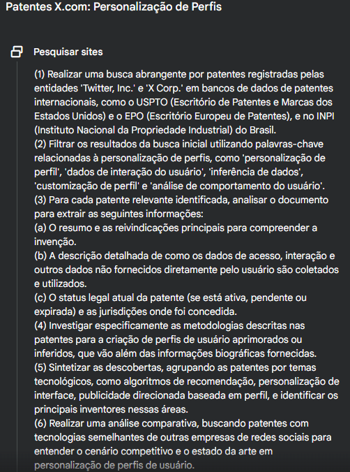 A Revolução da Busca 3 Print de uma estratégia de busca criado pelo Google Gemini.